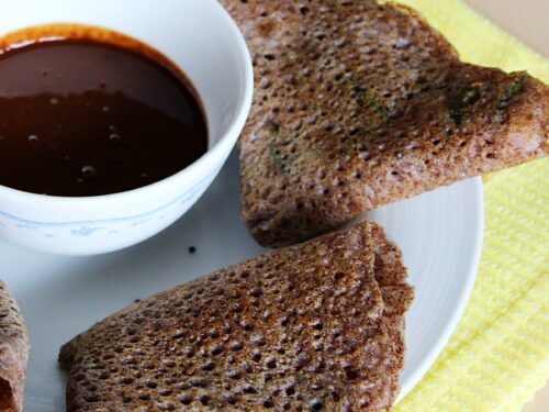 Ragi dosa made with finger millet flour