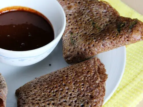 Ragi dosa made with finger millet flour