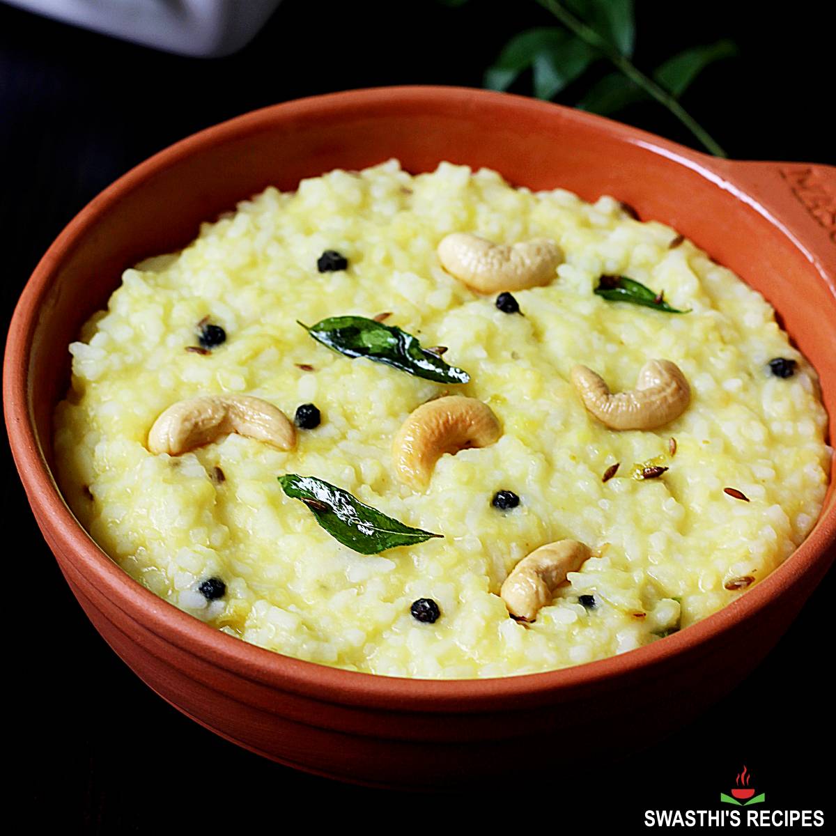 Pongal also known as ven pongal is a rice lentil dish