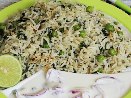 methi pulao is rice pilaf cooked with fenugreek leaves