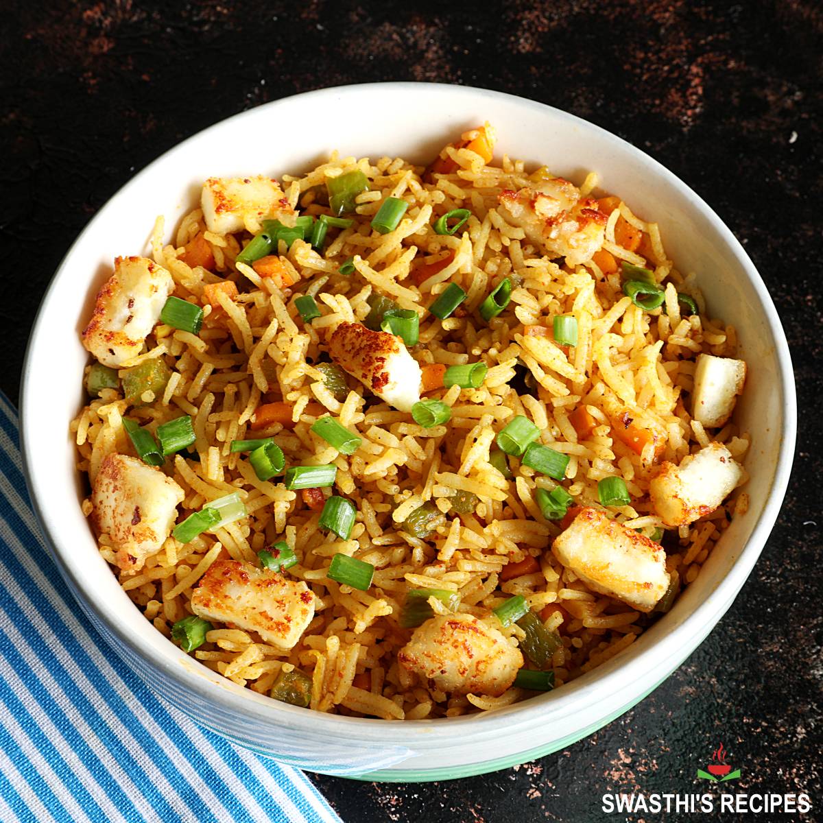 Singapore fried rice is a Indian Chinese fusion rice dish