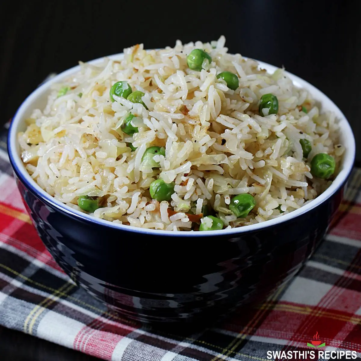 Cabbage rice made with basmati rice, garlic and cabbage
