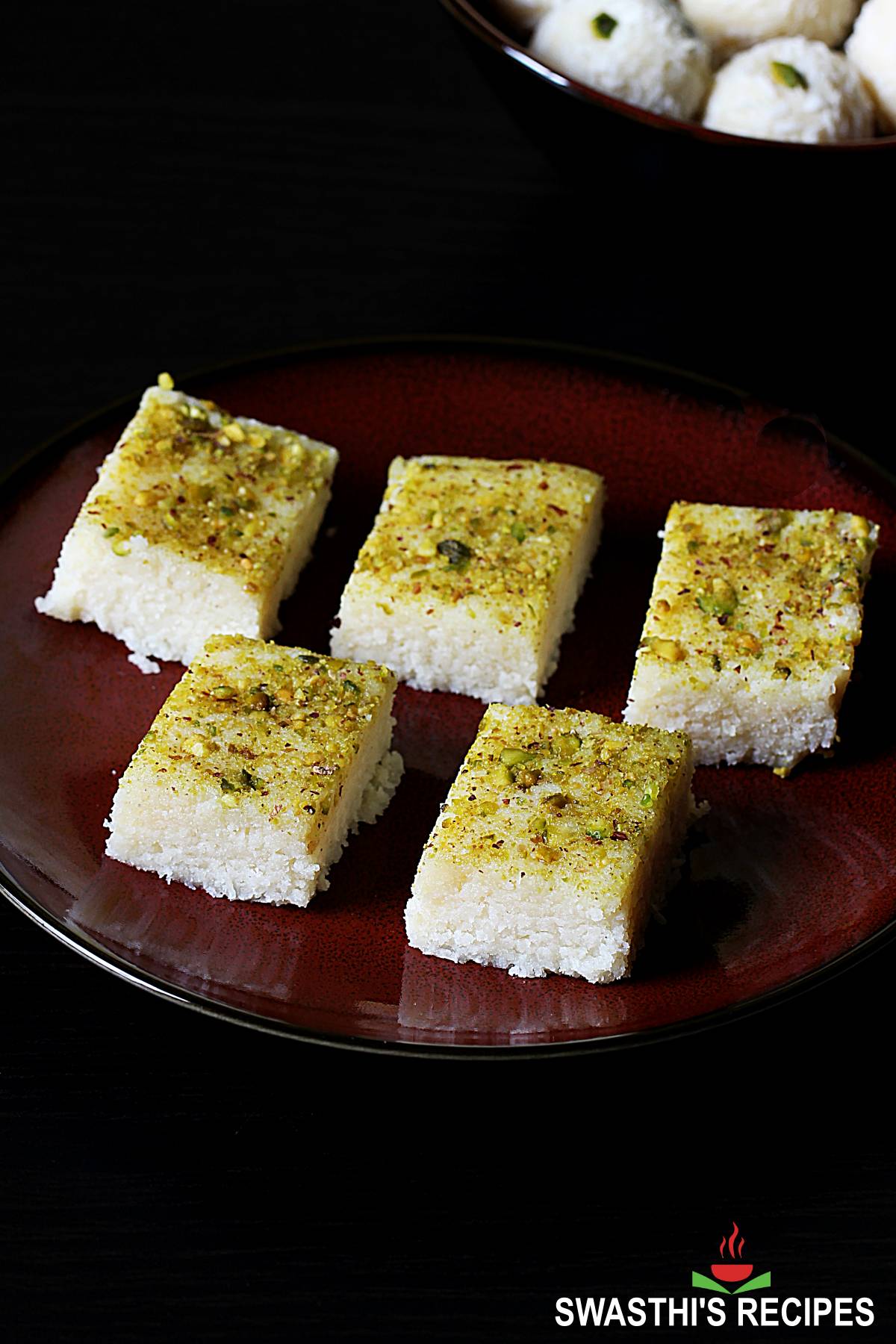 Coconut Burfi Recipe (Nariyal Barfi) - Swasthi's Recipes