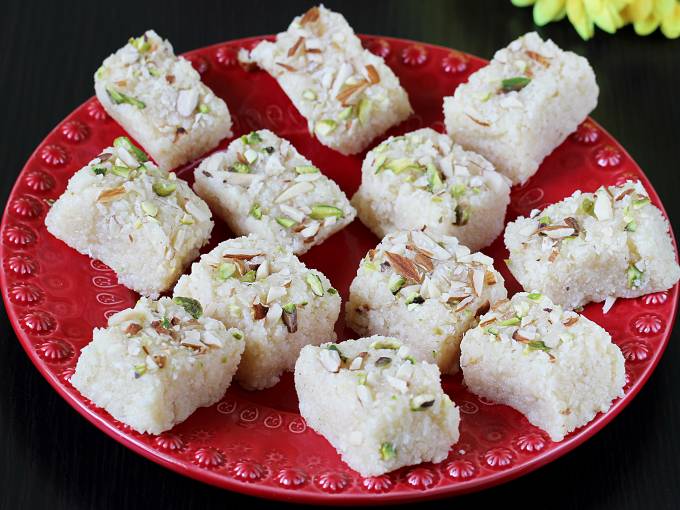 coconut barfi with khoya