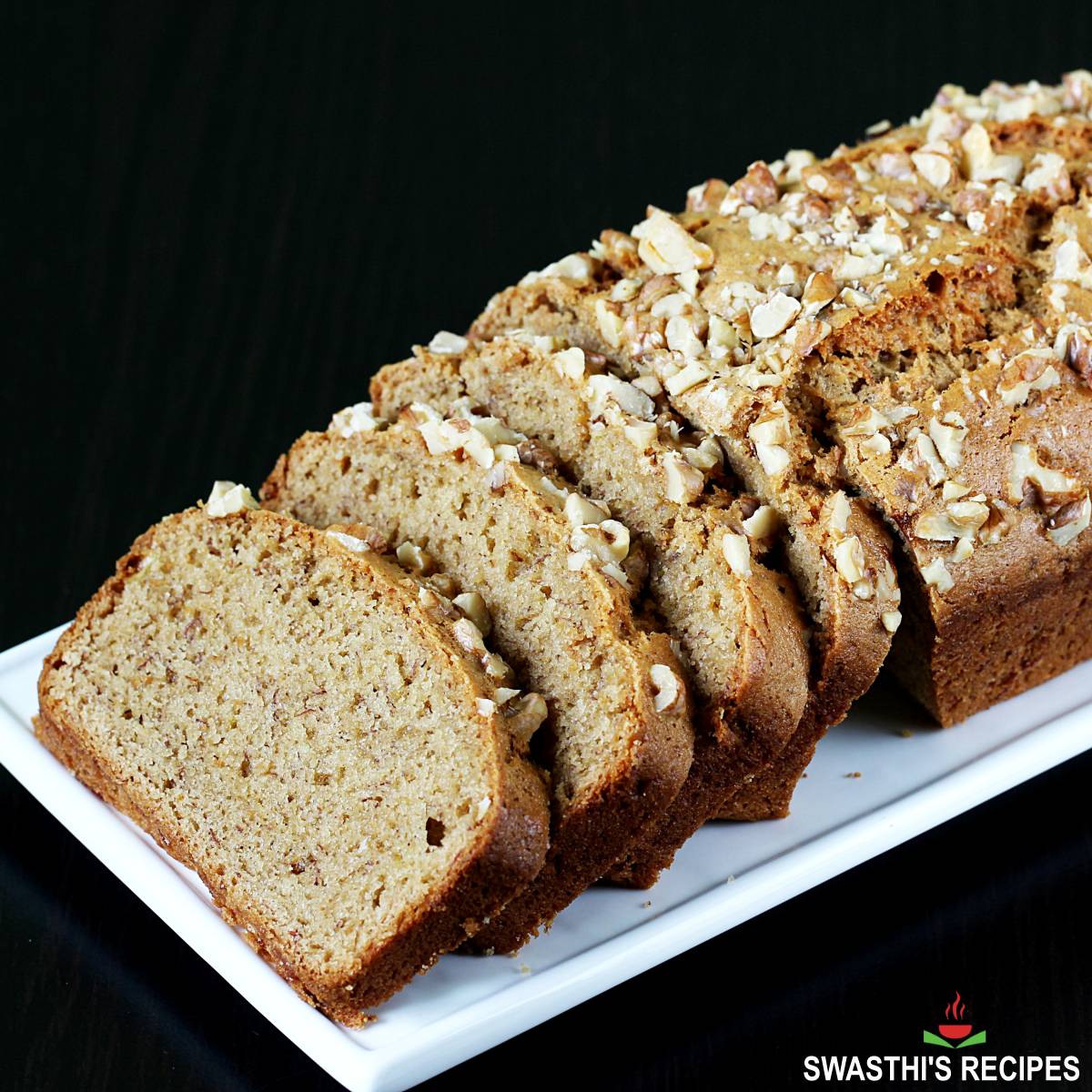 Eggless Banana Bread Recipe  vegan    Swasthi s Recipes - 87