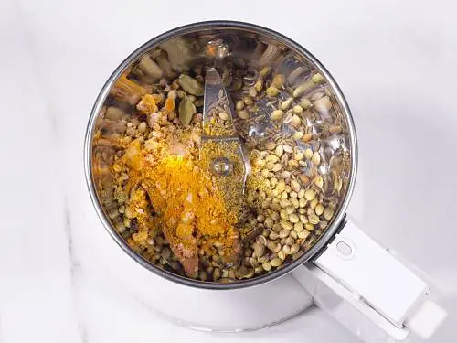 spices added to grinder