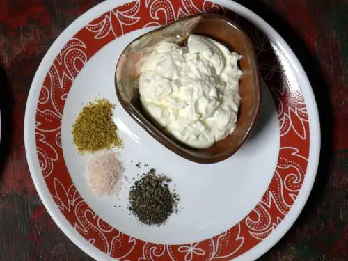 Greek yogurt in a bowl for sandwiches