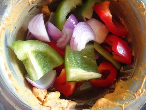 veggies in the marinade