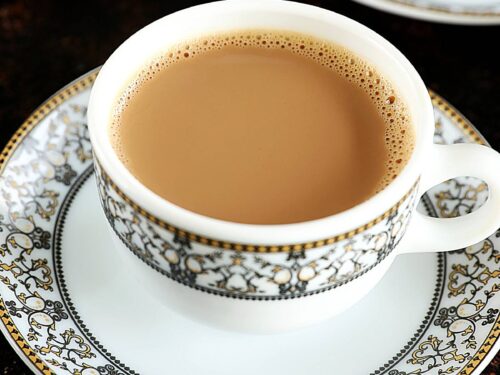Indian Masala Chai aka Chai tea served in a white cup