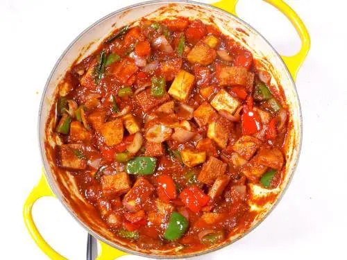 Indian tofu kadai getting ready