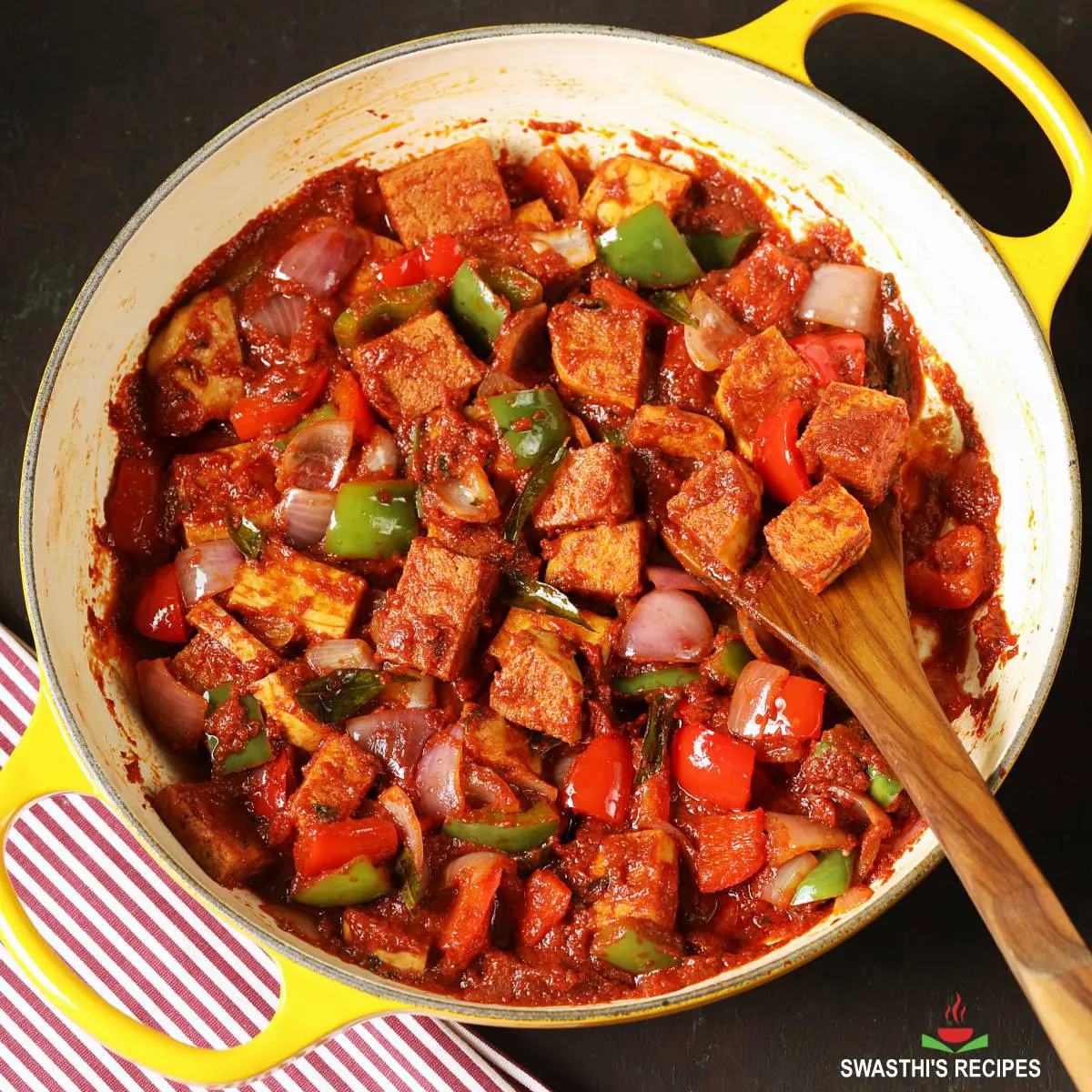 Indian Tofu Kadai Recipe - Swasthi's Recipes