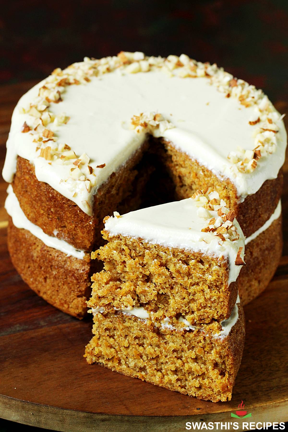 Whole Wheat Carrot Cake with Skinny Cream Cheese Frosting | Easy Wholesome