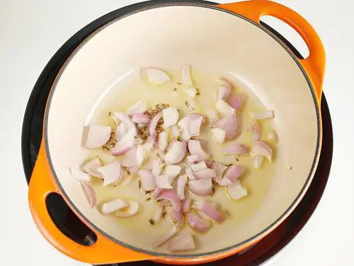 season with cumin seeds and saute onions