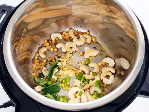 saute ginger curry leaves and chilies