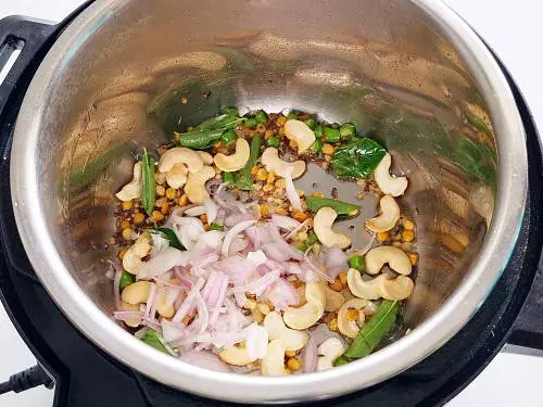 saute onions to make quinoa upma