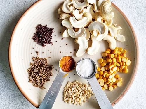 tempering spices nuts and lentils