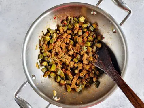 spices and herbs on okra
