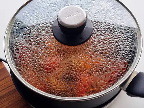 simmering veggies for curry sauce