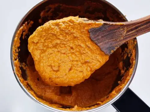 pureed curry sauce in a blender
