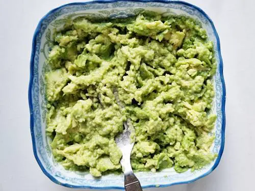 mash avocado for guacamole