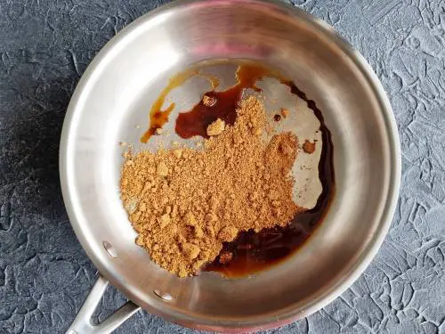 jaggery with water in a pan