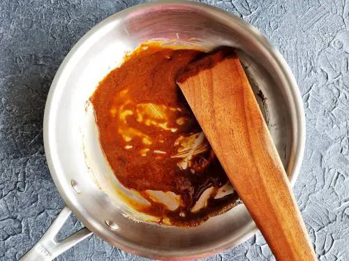 bubbling jaggery syrup