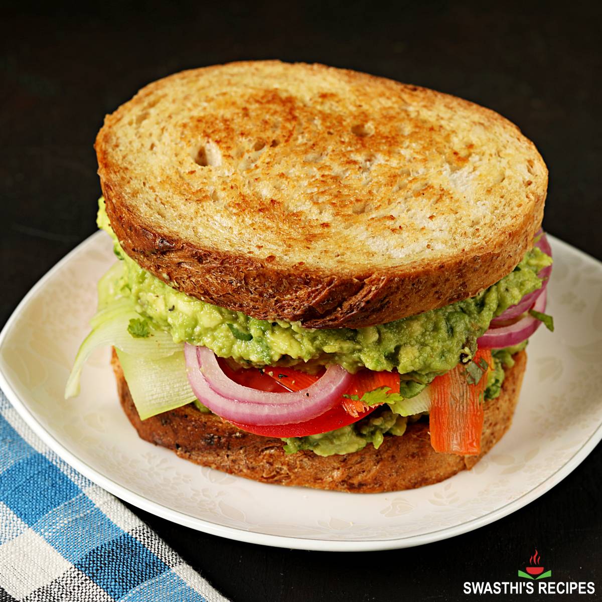 Guacamole Sandwich Recipe - Swasthi's Recipes