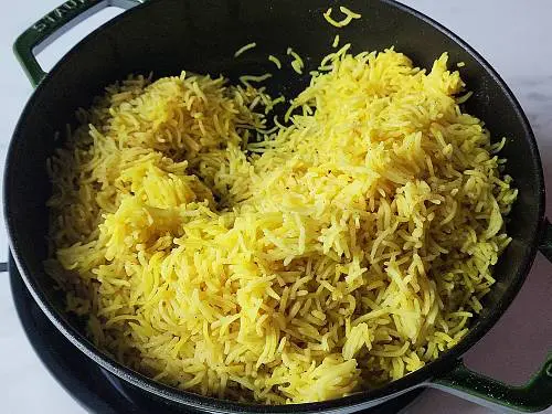 fluff up the yellow rice
