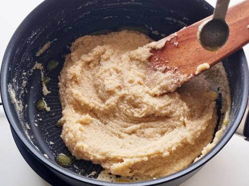 addition of ghee to make badam katli