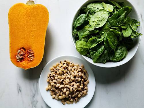 butternut squash with spinach