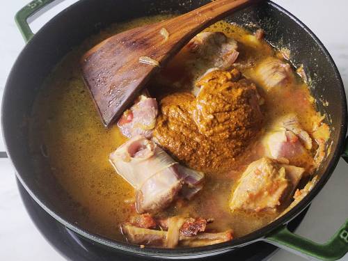 addition of curry paste