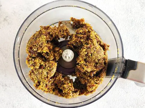 date nut ball mixture in a food processor