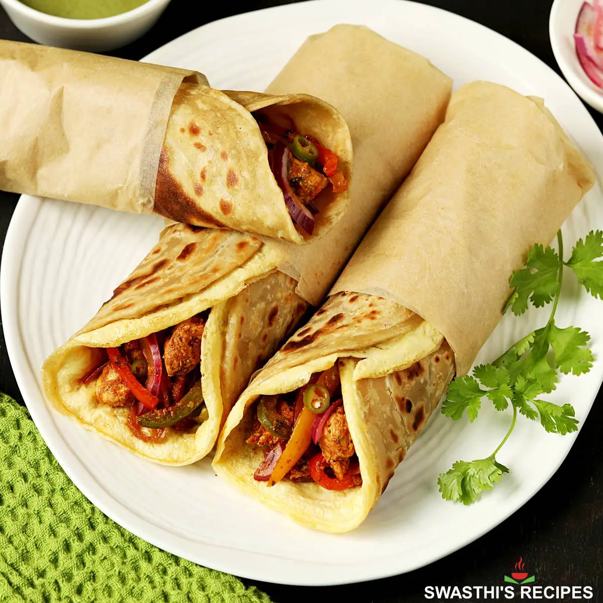 Chicken Kathi Roll (Chicken Frankie) Swasthi's Recipes