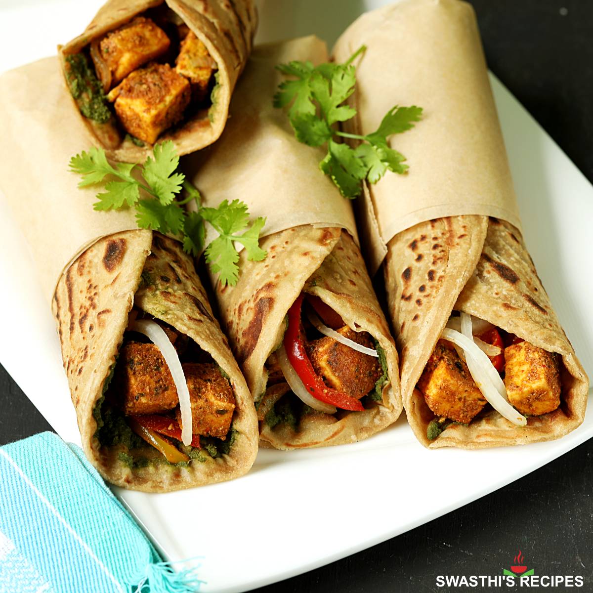 Paneer Kathi Roll Recipe Swasthi's Recipes