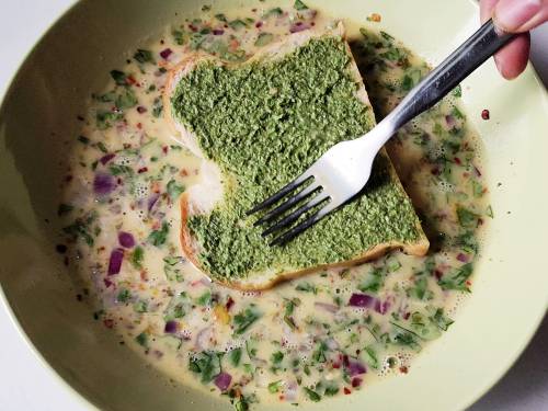 dip bread in egg mixture