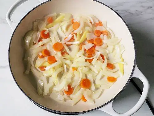 saute onions ginger garlic and carrots