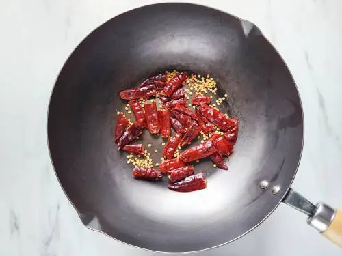 red chilies in a pan