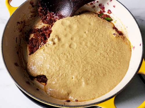 cooking onion tomato masala for gobi masala