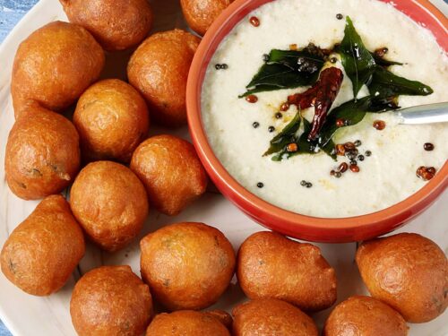 Mangalore Bajji - Goli Baje served in a white plate