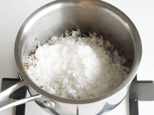 frying coconut for idli chutney