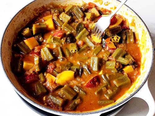 fork tender sweet potato and okra