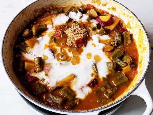 coconut milk in okra curry