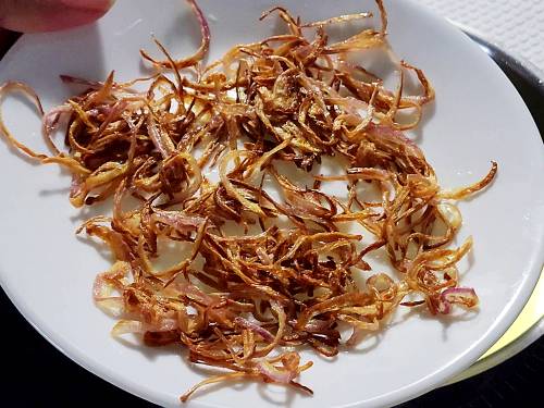 fried onions in a plate