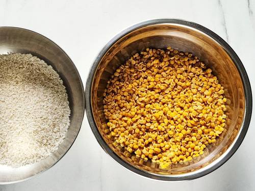 rinsed toor dal in a bowl