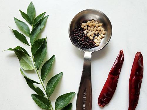 ingredients to temper onion tomato chutney