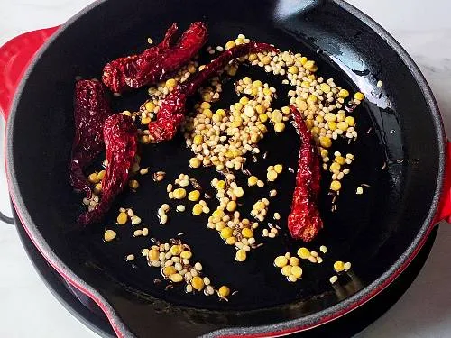 frying chilies 