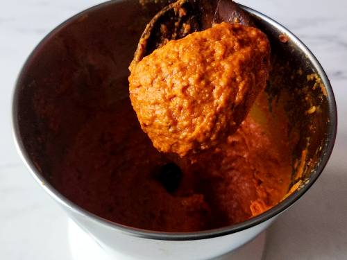 pureed sauteed tomatoes and onions to make chutney