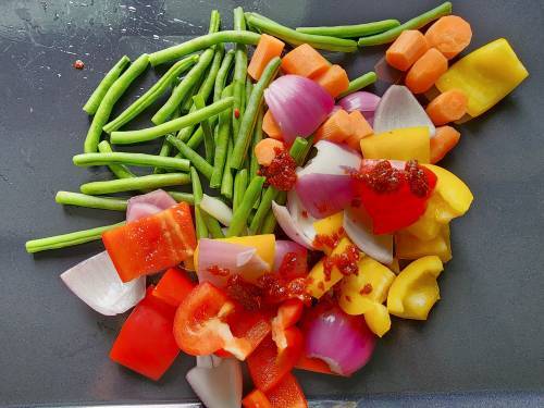 veggies in a tray