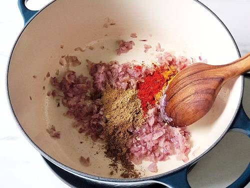 sauteeing onions and spices