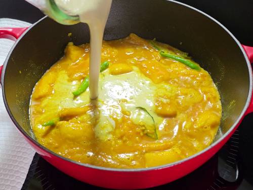 adding mango coconut milk